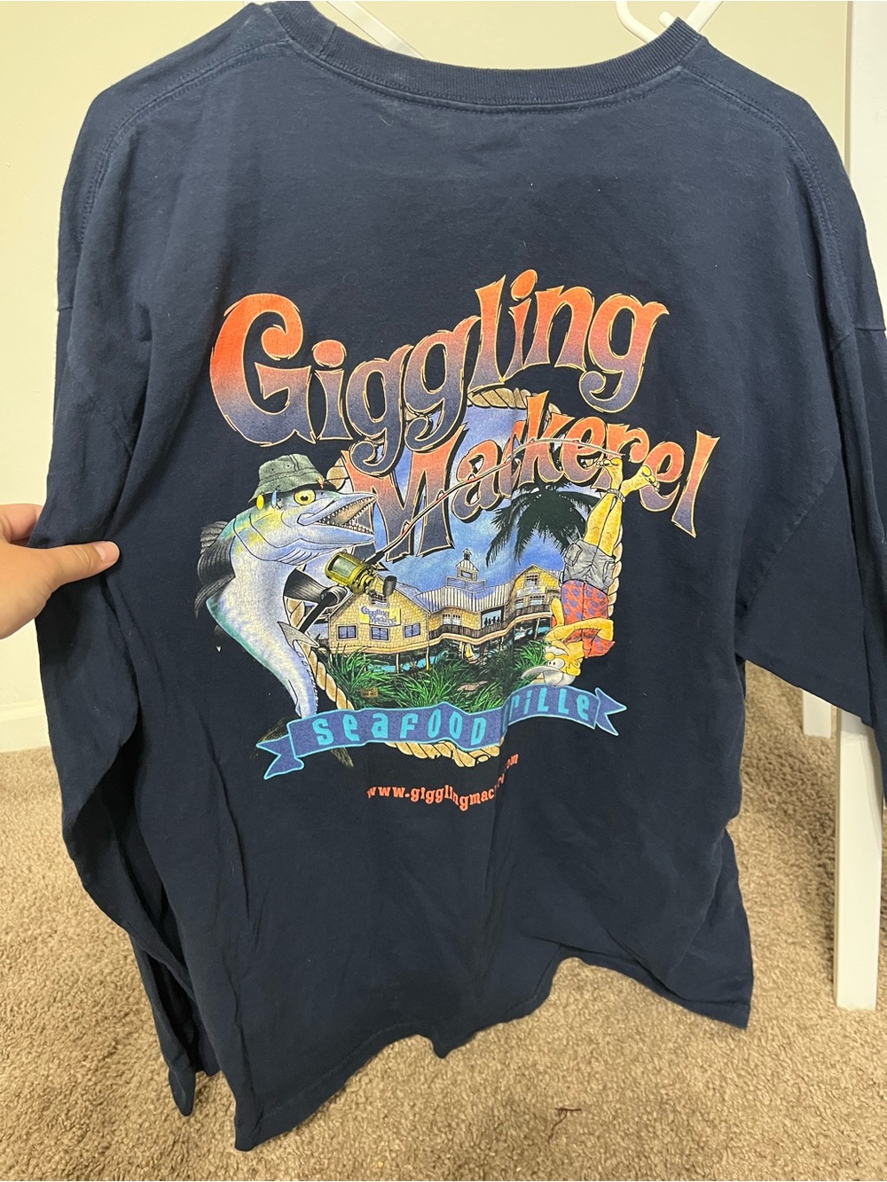 Giggling Marlin Seafood Grille Navy Graphic Long Sleeve Tee